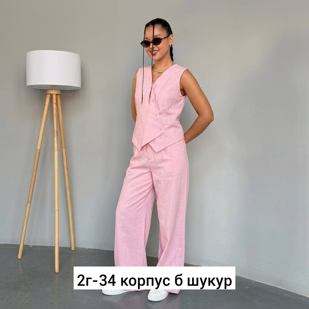 костюм льняной брючный с жилетом much love,костюм льняной брючный с жилетом,женские костюмы брючные,льняной костюм женский брючный с жилеткой,брючный костюм с жилетом