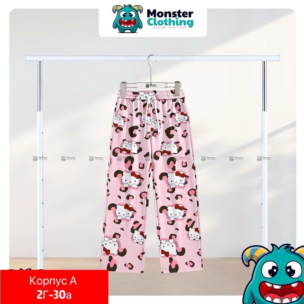 штаны hello kitty летние легкие домашние,штаны плюшевые hello kitty,пижамные штаны hello kitty,штаны hello kitty,женские пижамные брюки sanrioed hello kitty y2k