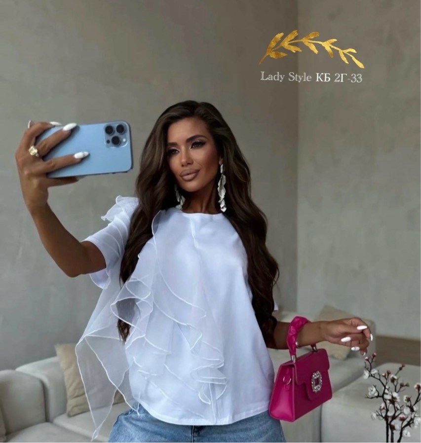 блузка с оборками,блузки женские,блуза,белая блуза с воланами,блузка топ нарядный вечерний vopratka 210537572
