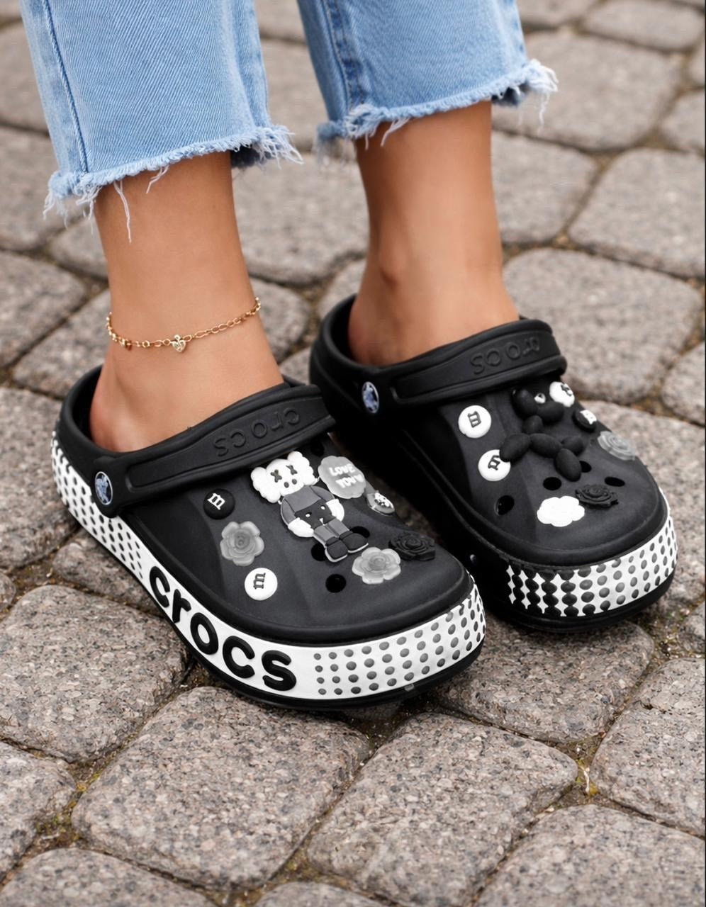 ,женские кроксы,сабо резиновые eva с джибитсами,сабо crocs,летняя женская