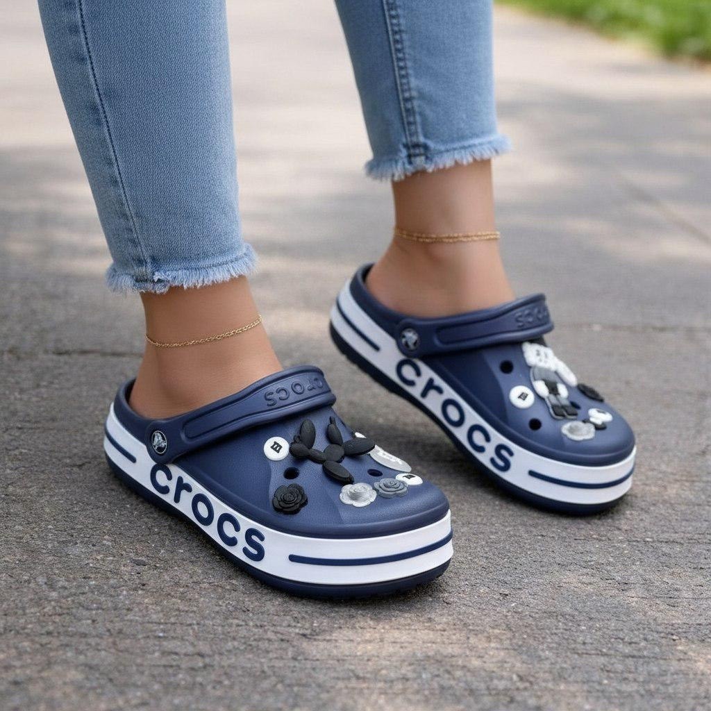 ,женские кроксы,сабо резиновые eva с джибитсами,сабо crocs,летняя женская