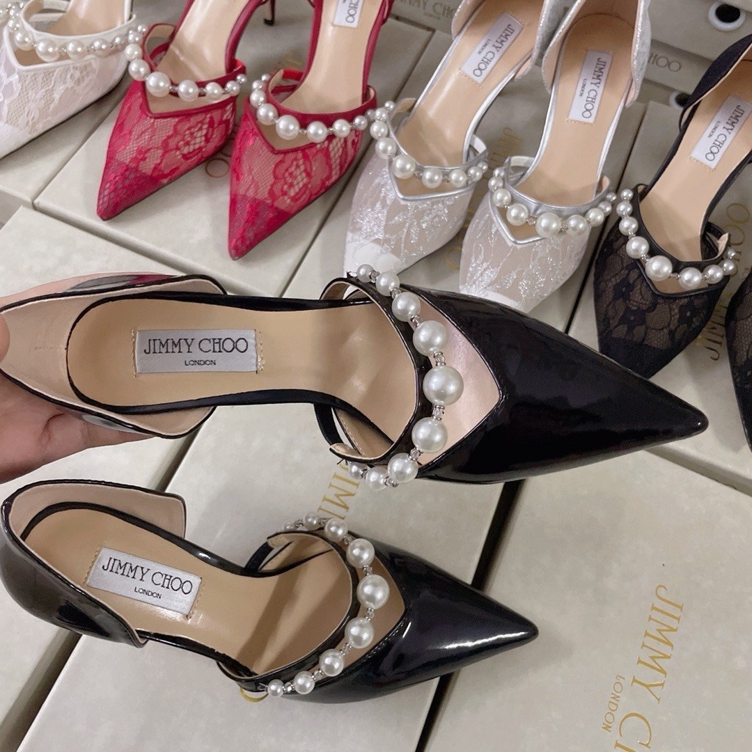 ,туфли на высоком каблуке прада jimmy choo,туфли jimmy choo,туфли женские jimmy choo,черные лаковые туфли jimmy choo с жемчугом
