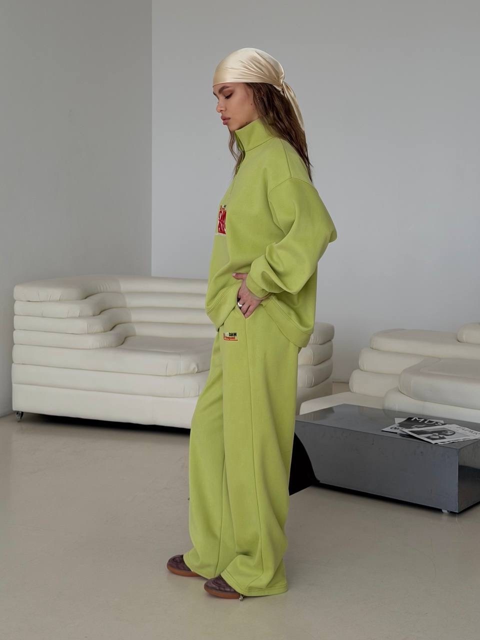 спортивный костюм двойка sporty&rich w suits цвет желтый лимонный,спортивный костюм,толстовка с брюками,женский костюм,спортивный костюм женский