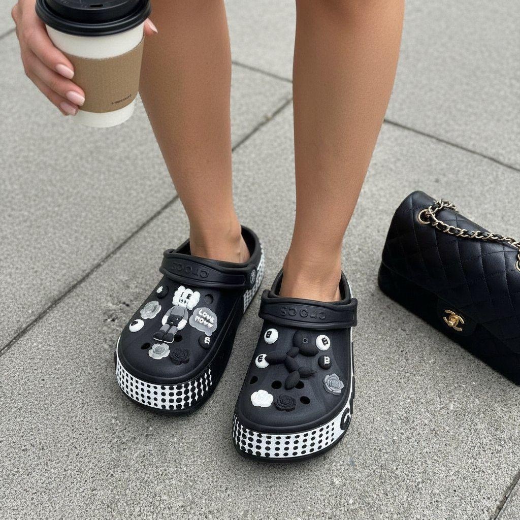 ,женские кроксы,сабо резиновые eva с джибитсами,сабо crocs,летняя женская