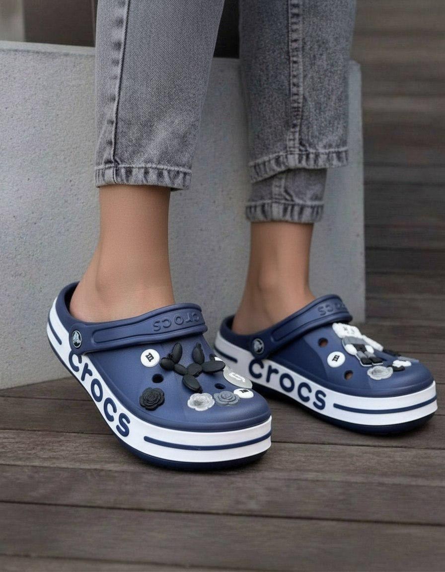 ,женские кроксы,сабо резиновые eva с джибитсами,сабо crocs,летняя женская