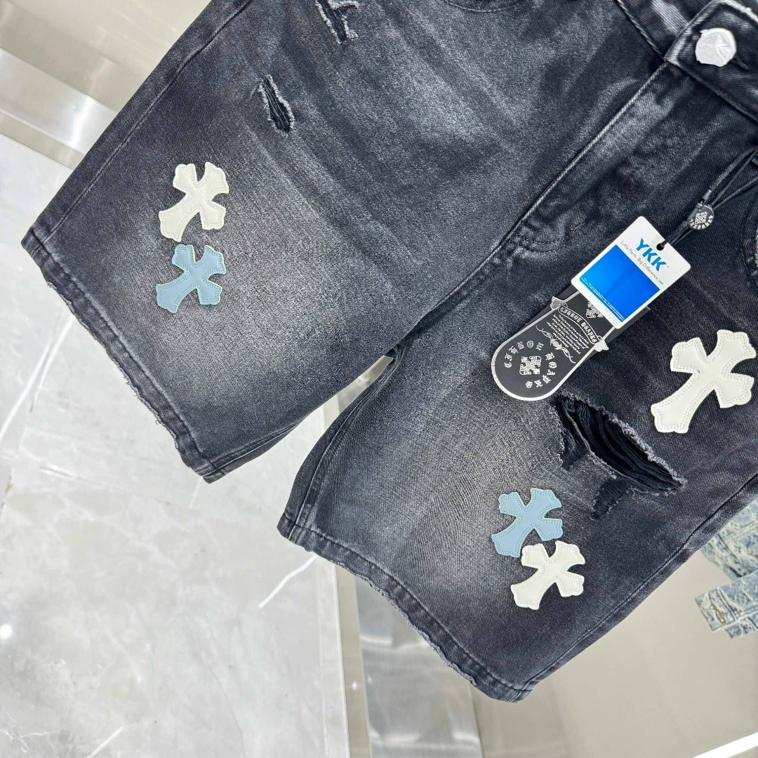 джинсовые шорты,шорты chrome hearts,брендовые шорты,шорты хром хартс,мужские джинсовые шорты