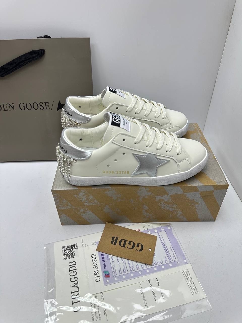 кожаные кеды golden goose superstar premium,golden goose кроссовки,кеды golden goose женские,кеды golden goose,женские кожаные кроссовки golden goose super-star premium - white / silver