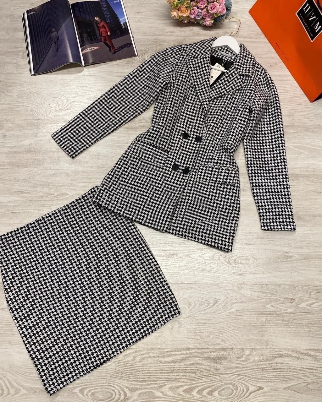 костюм с юбкой твидовый,костюм пиджак и юбка,костюмы женские с юбкой,юбка гусиная лапка