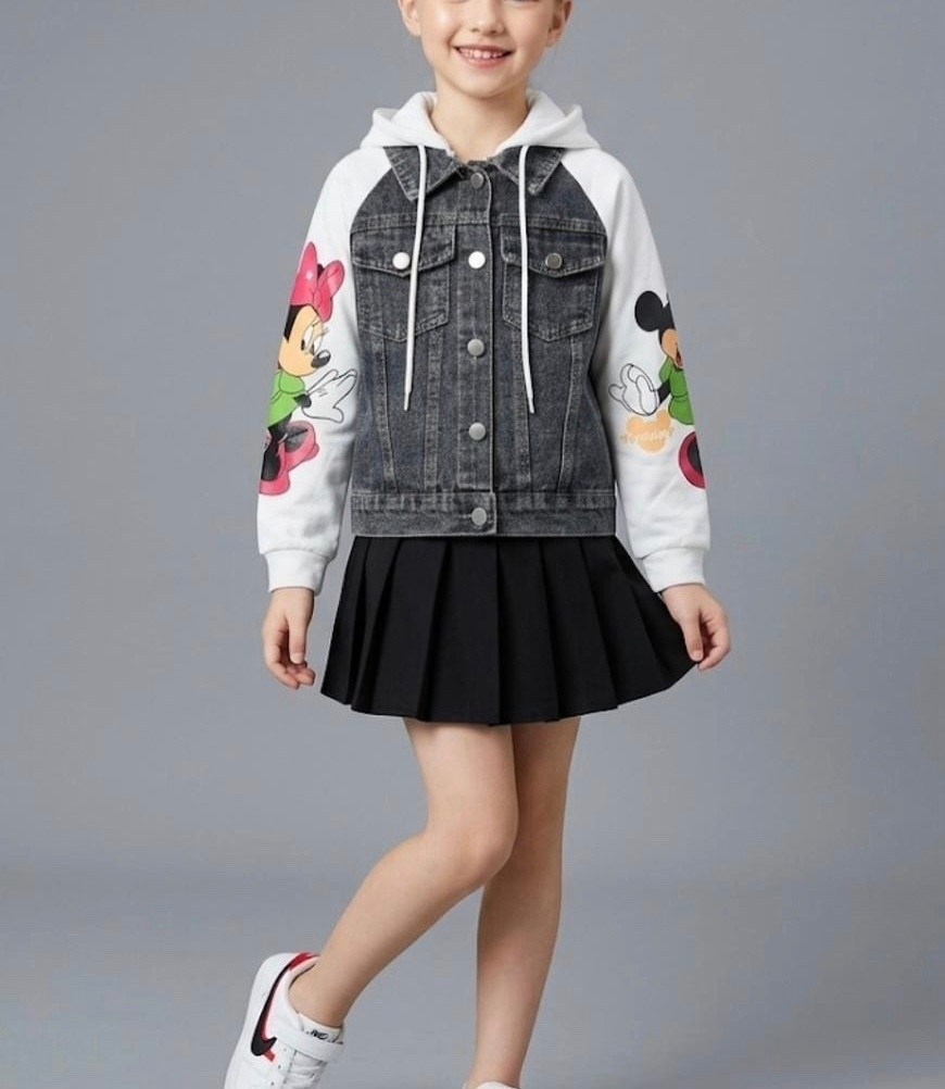 куртка джинсовая s&h stylish happy микки маус,джинсовая куртка для девочек,куртка джинсовая,джинсовая куртка с микки маусом,джинсовка куртка