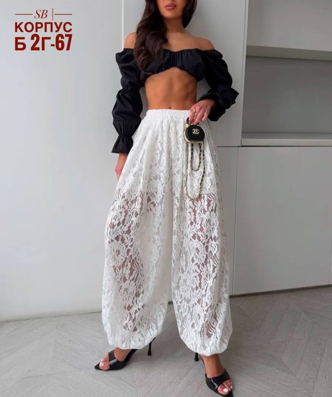 брюки кружевные,брюки женские fly 4211 черные 42 ru,брюки с кружевом,штаны кружевные,брюки из кружева