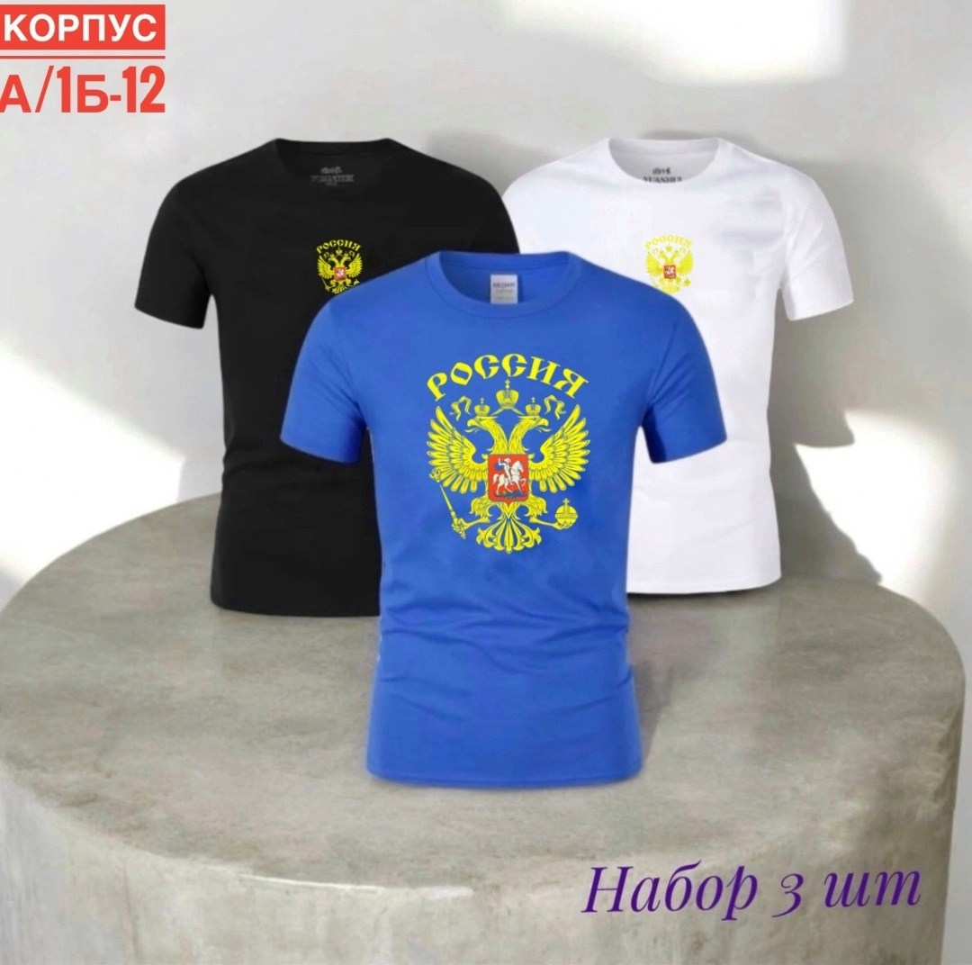 футболки мужские набор 3 шт,футболки для мужчин,футболки мужские,футболка с гербом,футболка с гербом россии