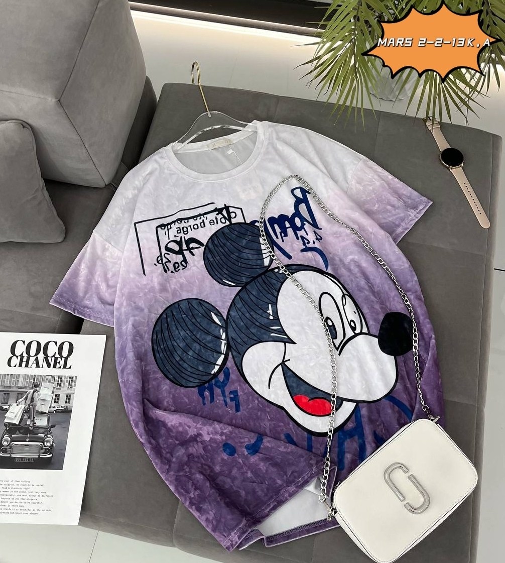 футболка оверсайз с принтом мики маус fashion lux,женская футболка,футболка с микки маус,футболка оверсайз,футболка женская микки маус