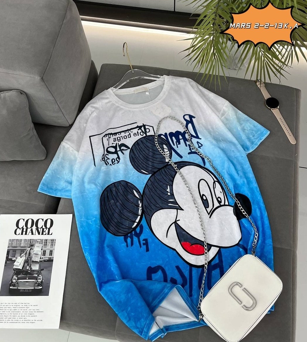 футболка оверсайз с принтом мики маус fashion lux,женская футболка,футболка с микки маус,футболка оверсайз,футболка женская микки маус