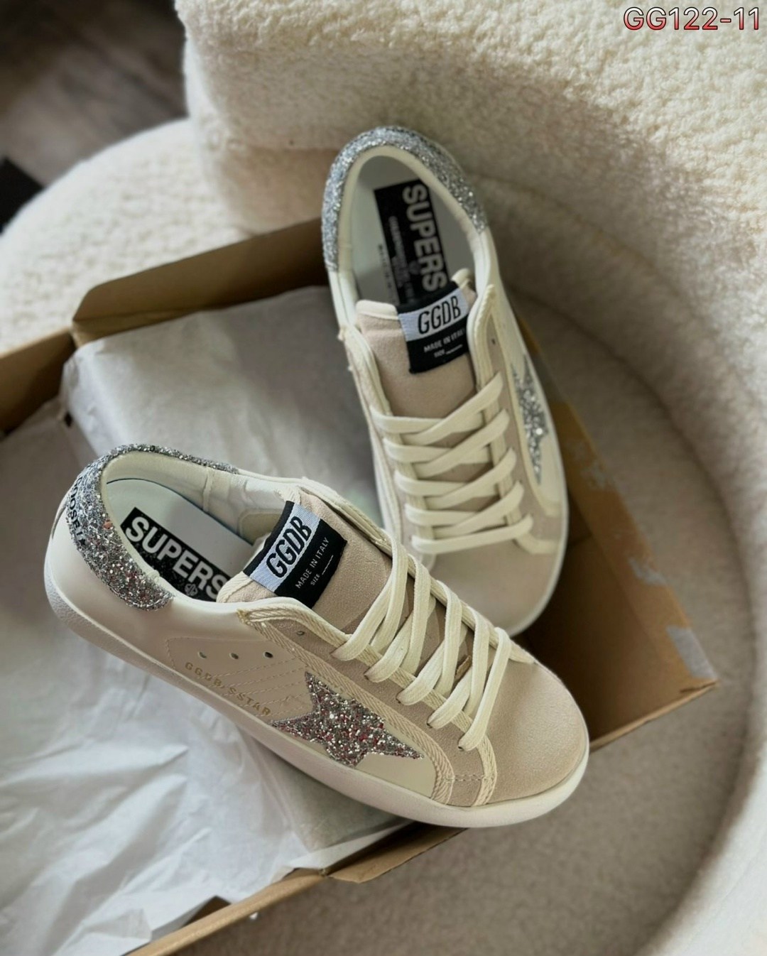 женские кожаные кроссовки golden goose super-star premium - white / silver,кожаные кеды golden goose superstar premium,кроссовки golden goose,golden goose кеды hi star с блестками белый,