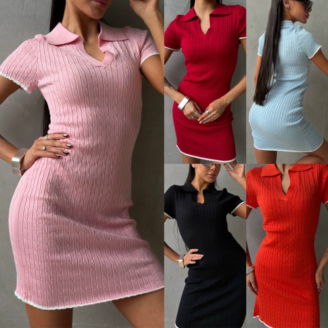 платье поло трикотажное вязаное marysh collection цвет голубой,платье трикотажное приталенное,платье трикотажное мини,трикотажное платье,платье летнее трикотажное