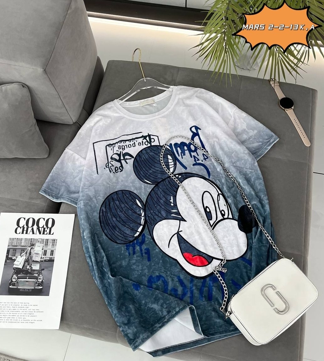 футболка оверсайз с принтом мики маус fashion lux,женская футболка,футболка с микки маус,футболка оверсайз,футболка женская микки маус