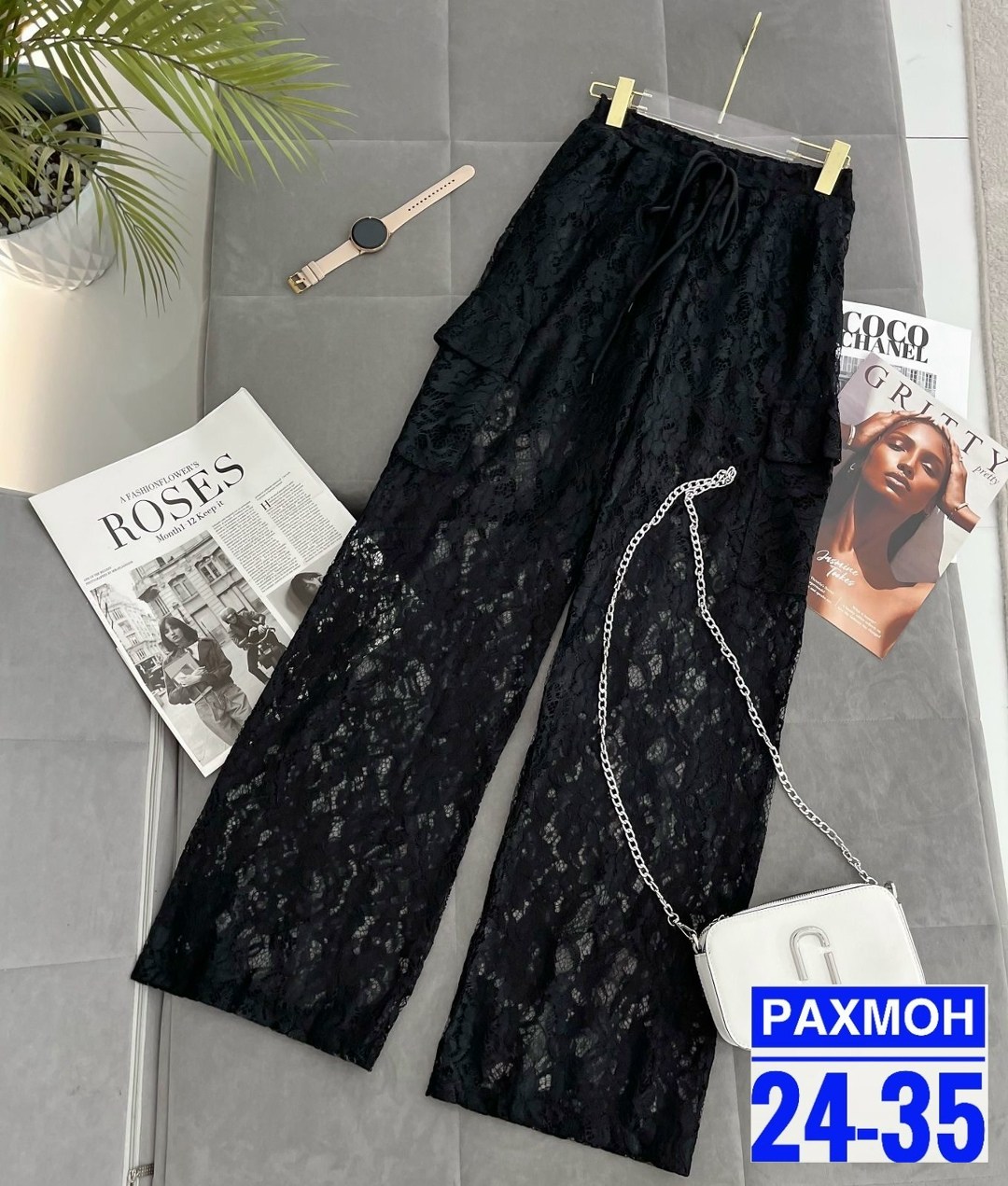 кружевные брюки,брюки кружевом,брюки из кружева,брюки женские fly 4211 черные 42 ru,брюки гипюровые