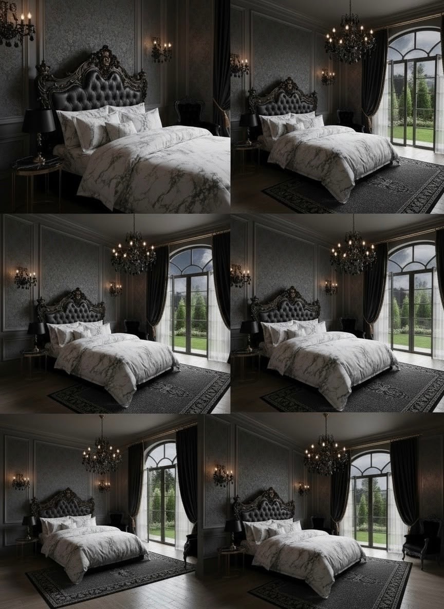 спальня в готическом стиле,роскошная спальня,интерьер спальной,дизайн спальни,спальня в стиле