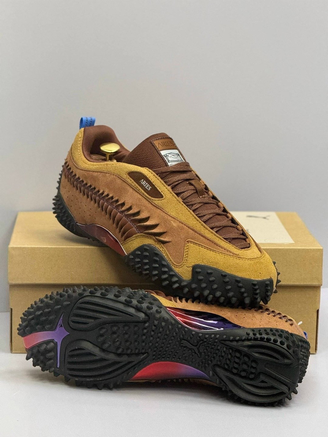кроссовки puma,кроссовки,кроссовки коричневые,puma mostro,мужские кроссовки puma aries x mostro из красного дерева и тика коричневые
