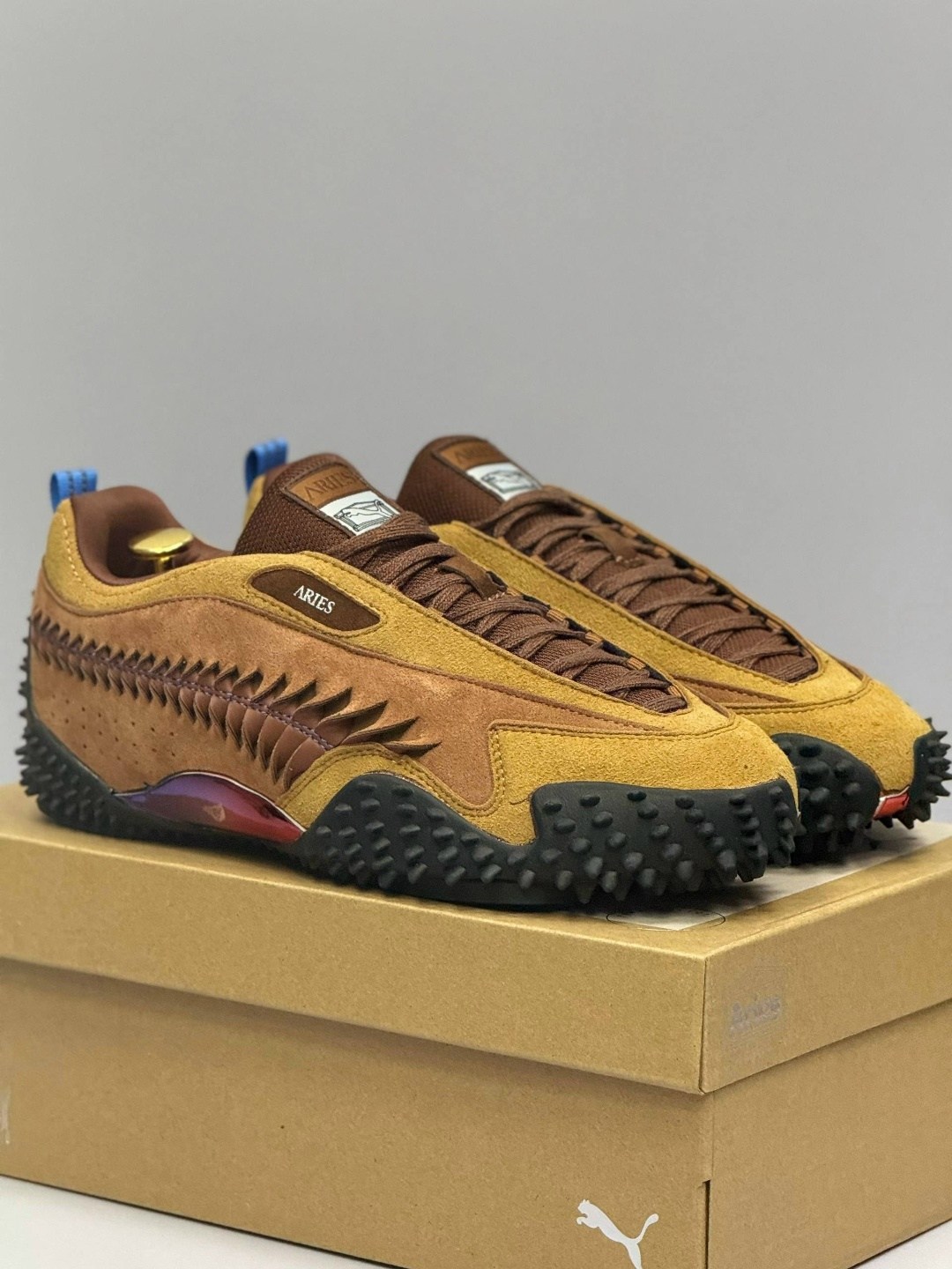 кроссовки puma,кроссовки,кроссовки коричневые,puma mostro,мужские кроссовки puma aries x mostro из красного дерева и тика коричневые