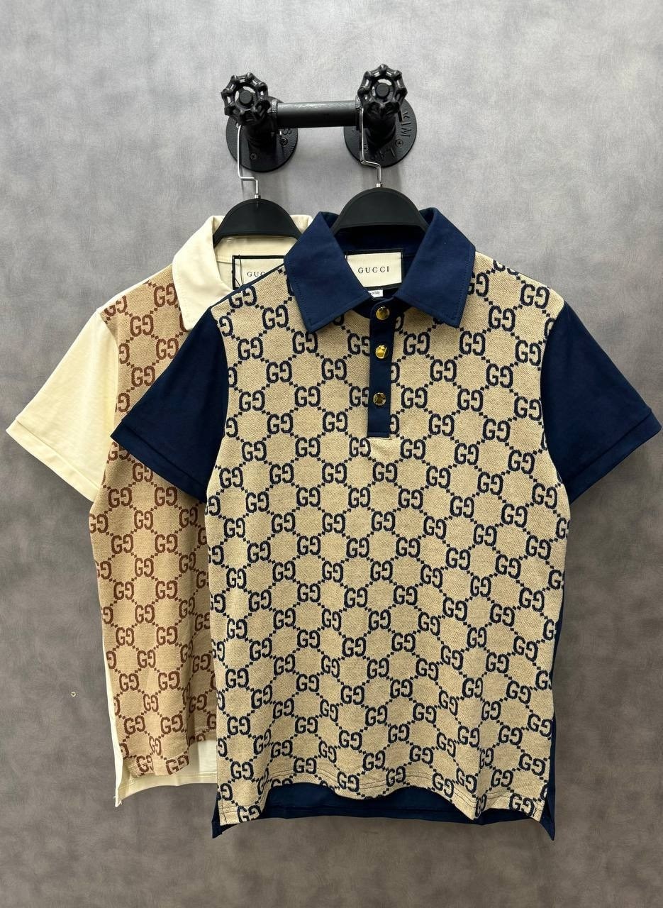 рубашка-поло мужская gucci maxi gg бежевый,gucci maxi gg monogram polo shirt,gucci polo,gucci piqu polo shirt with silk in brown dark blue,гуччи рубашка
