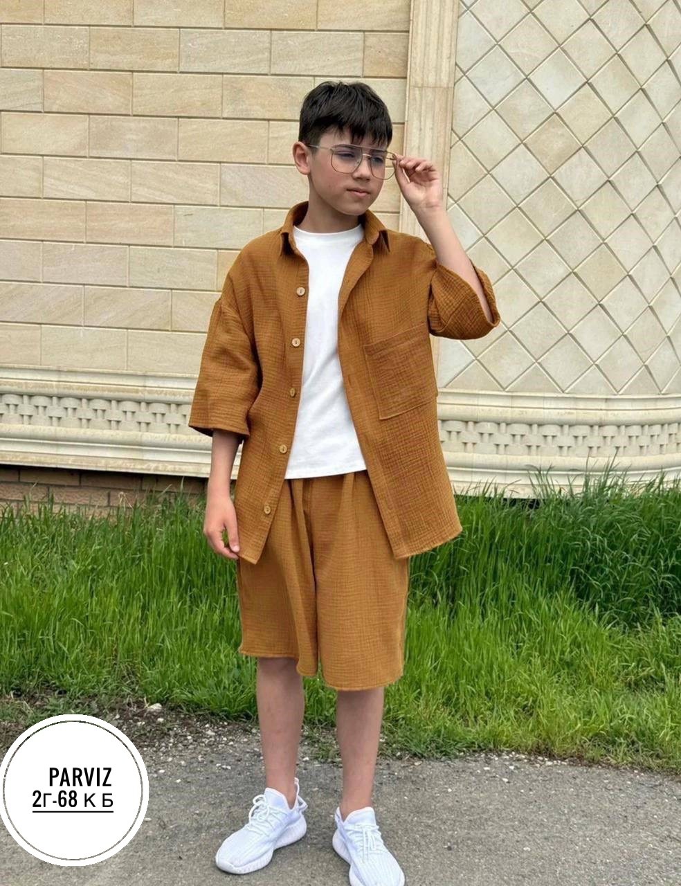 одежда для подростка,костюм для мальчика,костюм двойка,летний костюм из муслина для мальчика,детский костюм из муслина