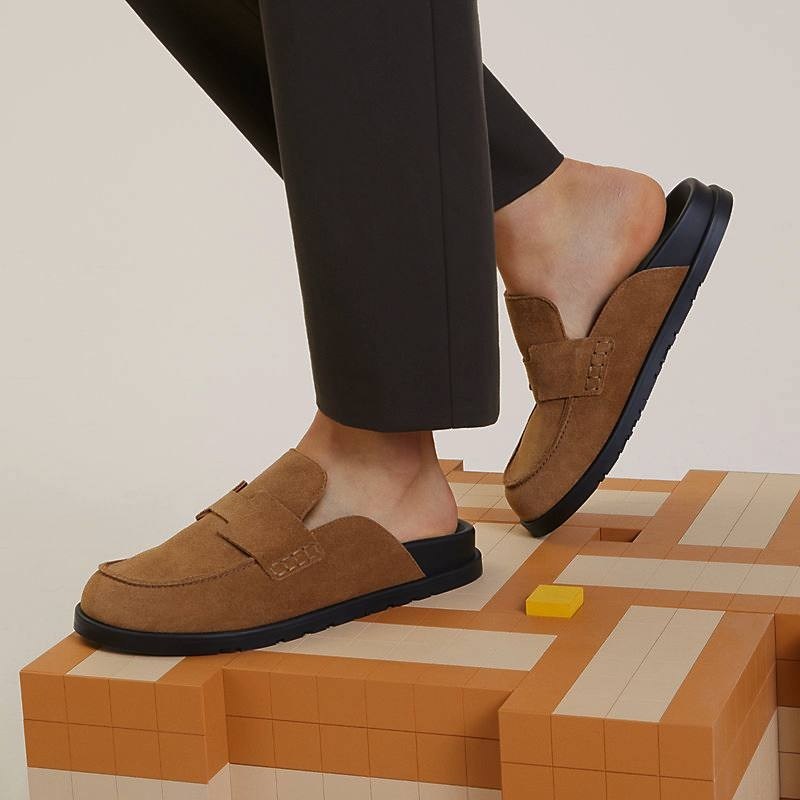 женские замшевые мюли hermes go коричневые,мюли hermes,мюли замшевые hermes женские,обувь,мюли hermes черные