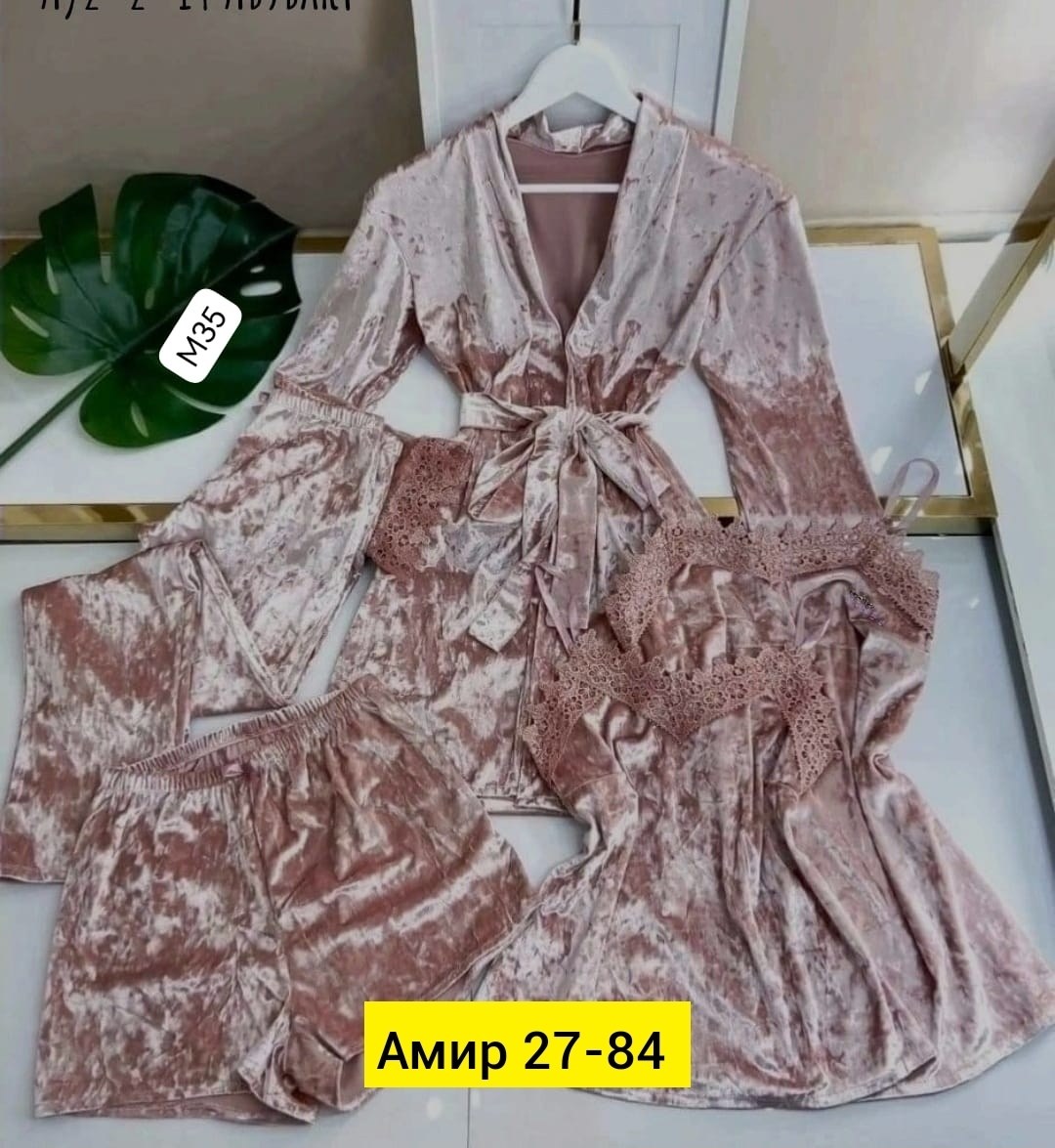 пижама велюр,велюр комплект пижама,пижама женская 5 в 1,комплект пижама,пижама велюровая со штанами комплект 5 в 1