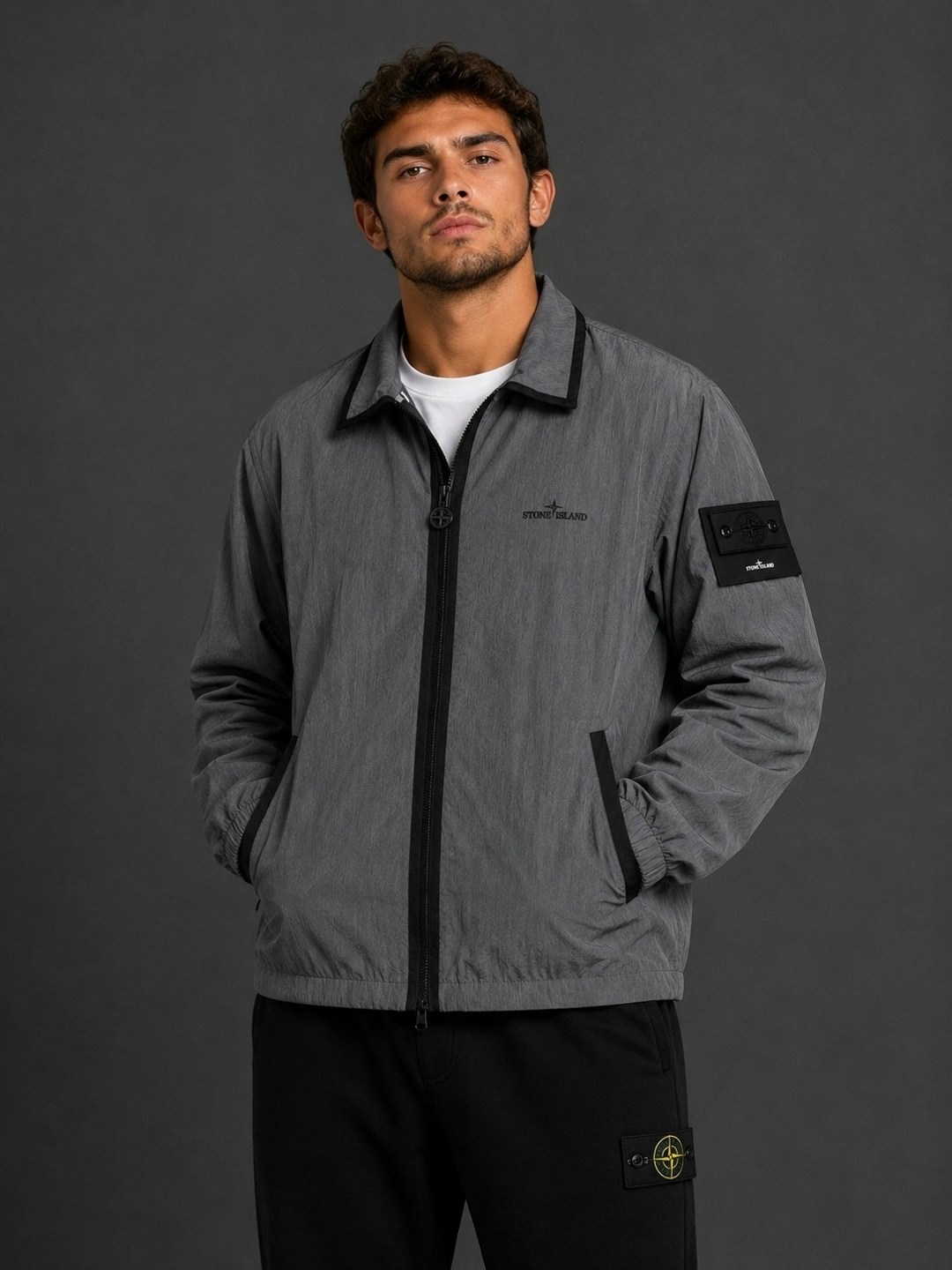 stone island nylon-tc bomber jacket - charcoal,куртка бомбер,stone island nylon-tc bomber jacket,stone island,stone island pilot jacket
