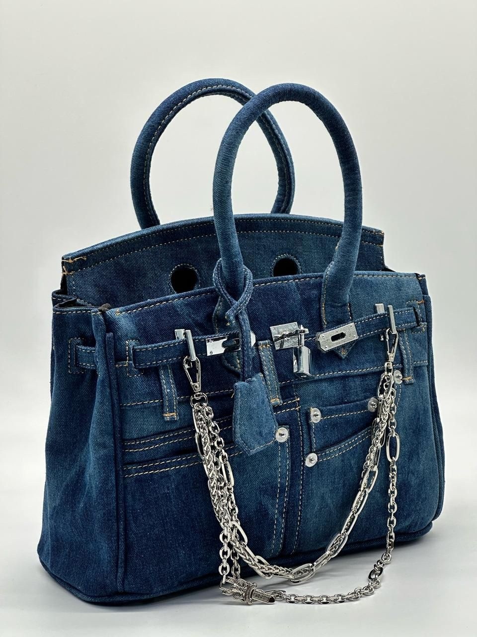 джинсовая сумка в стиле hermes birkin,джинсовая сумка в стиле hermes birkin diaya,сумка женская черная,джинсовая сумка в стиле биркин черная 35см,сумка