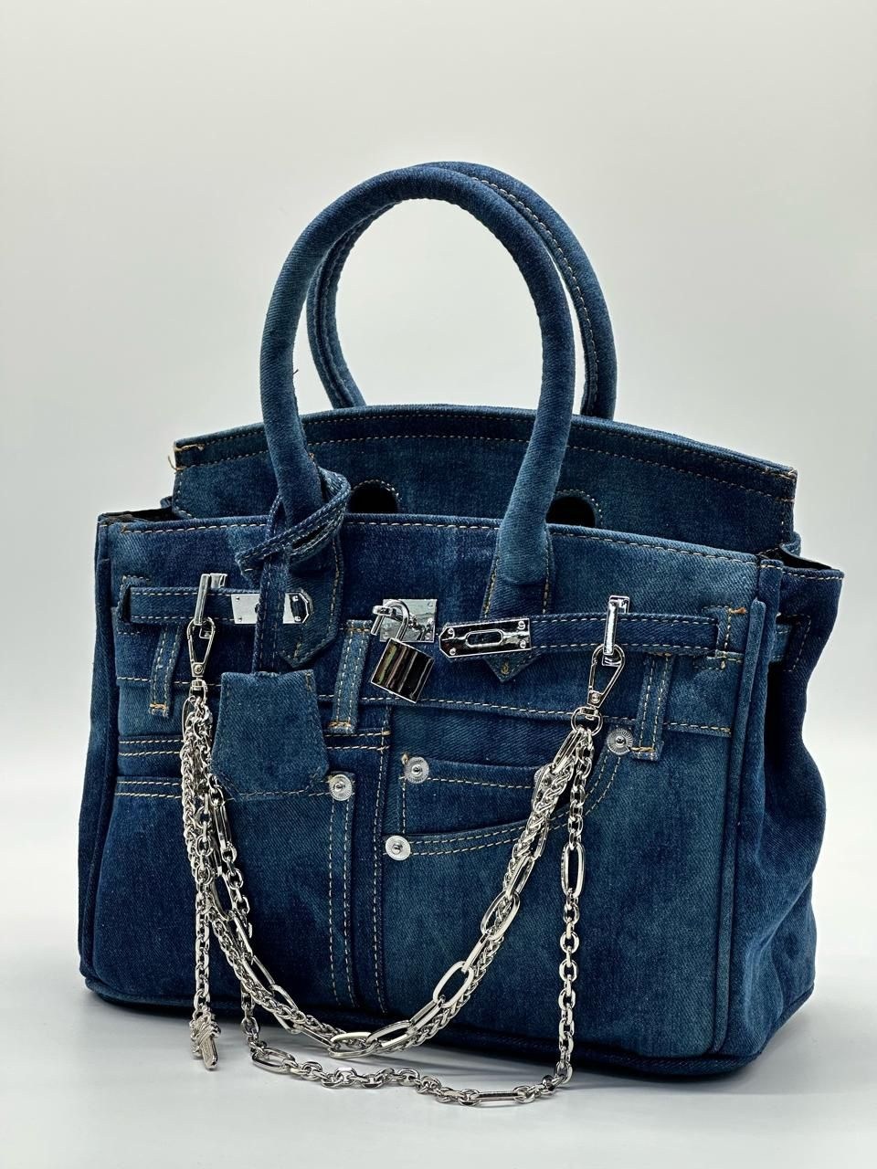 джинсовая сумка в стиле hermes birkin,джинсовая сумка в стиле hermes birkin diaya,сумка женская черная,джинсовая сумка в стиле биркин черная 35см,сумка