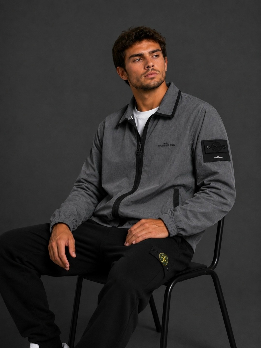 stone island nylon-tc bomber jacket - charcoal,куртка бомбер,stone island nylon-tc bomber jacket,stone island,stone island pilot jacket
