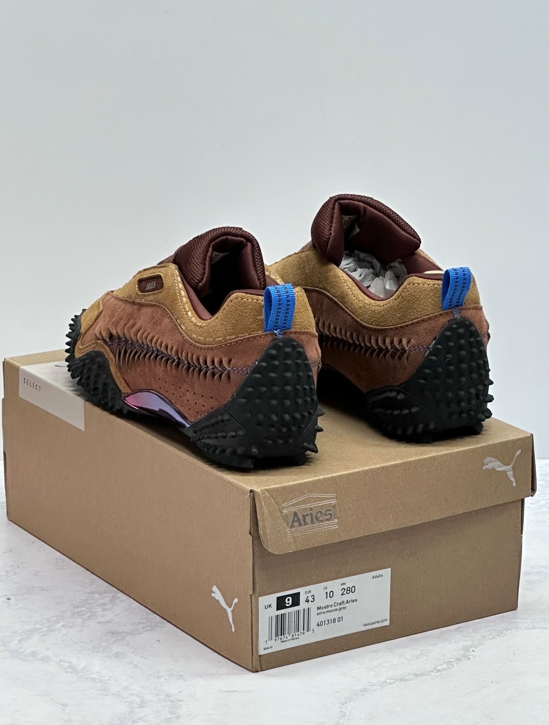 ,кроссовки puma,puma x aries mostro craft men's sneakers puma,puma mostro,мужские кроссовки puma aries x mostro из красного дерева и тика коричневые