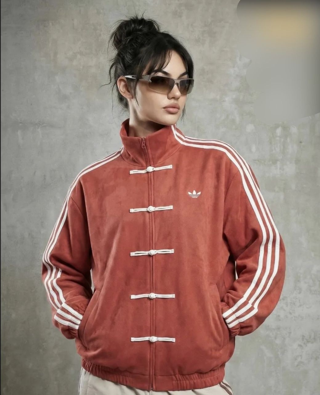 adidas мужская и женская классическая новая китайская замшевая куртка jy8276,адидас кофта в китайском стиле,adidas chinese new year jacket,костюм тан в стиле синьчжун адидас,китайский адидас кофта