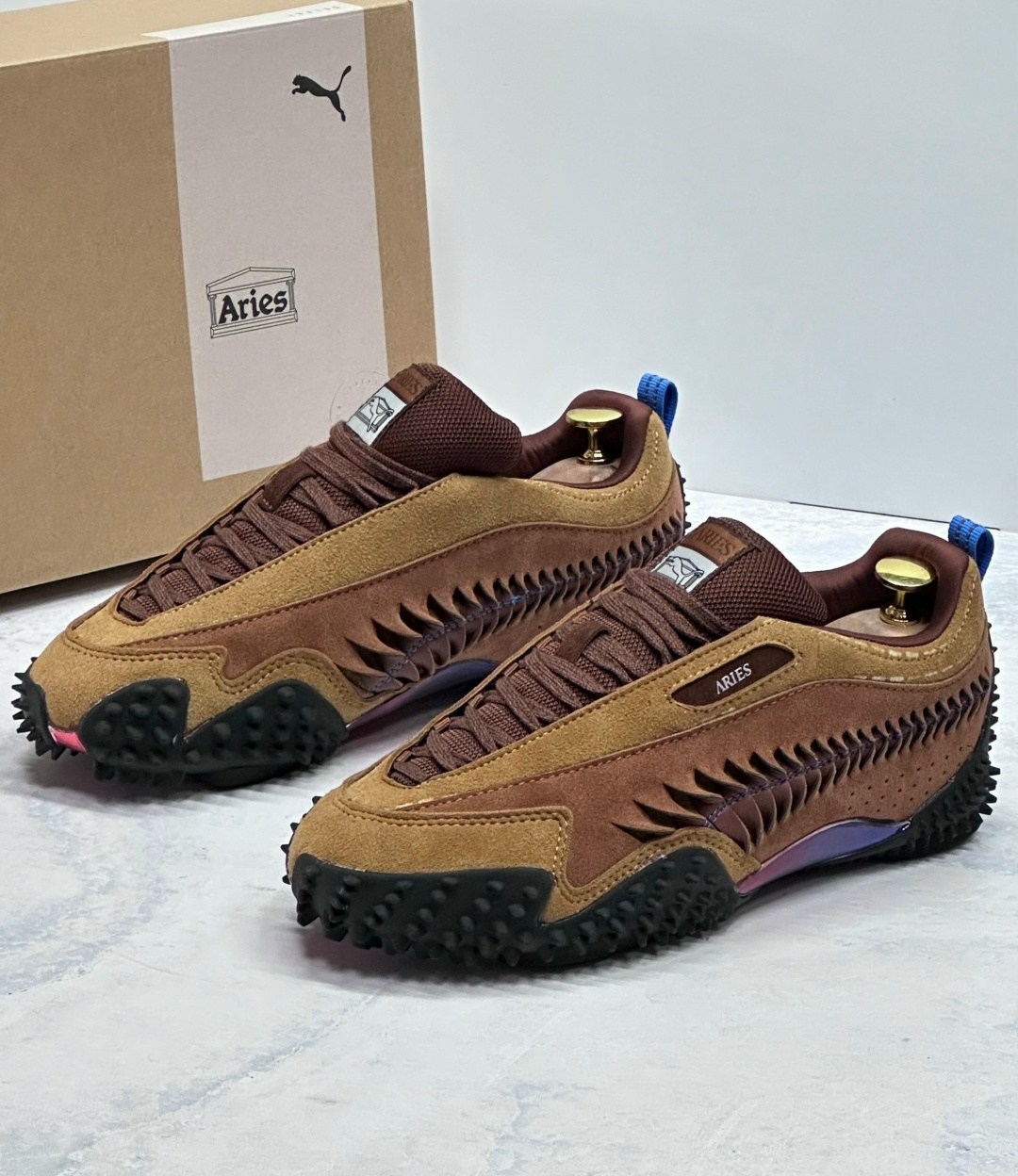 ,кроссовки puma,puma x aries mostro craft men's sneakers puma,puma mostro,мужские кроссовки puma aries x mostro из красного дерева и тика коричневые