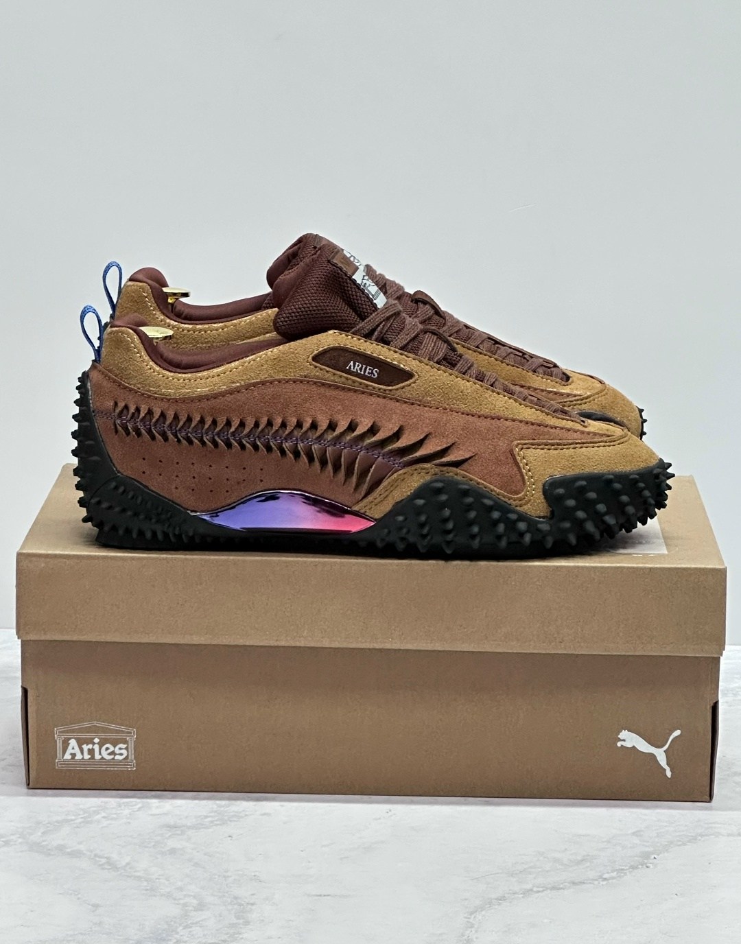 ,кроссовки puma,puma x aries mostro craft men's sneakers puma,puma mostro,мужские кроссовки puma aries x mostro из красного дерева и тика коричневые