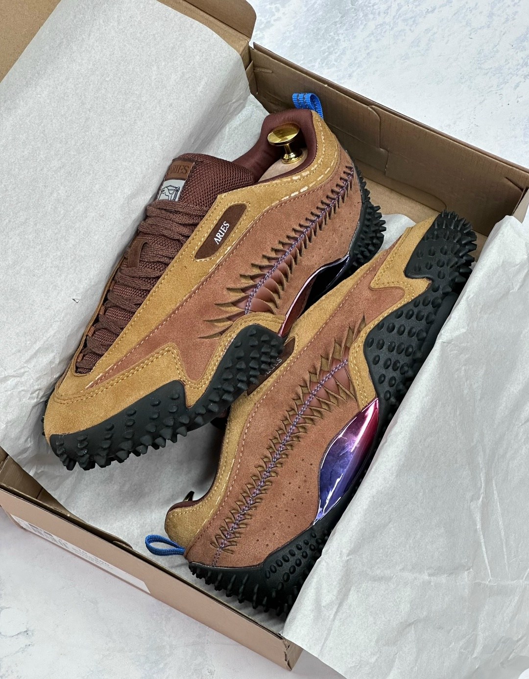 ,кроссовки puma,puma x aries mostro craft men's sneakers puma,puma mostro,мужские кроссовки puma aries x mostro из красного дерева и тика коричневые