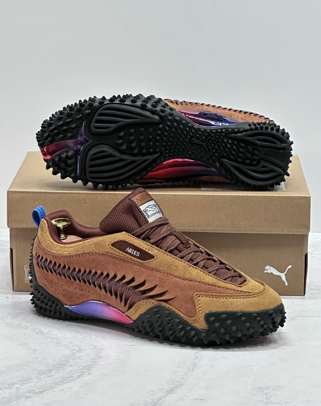 ,кроссовки puma,puma x aries mostro craft men's sneakers puma,puma mostro,мужские кроссовки puma aries x mostro из красного дерева и тика коричневые