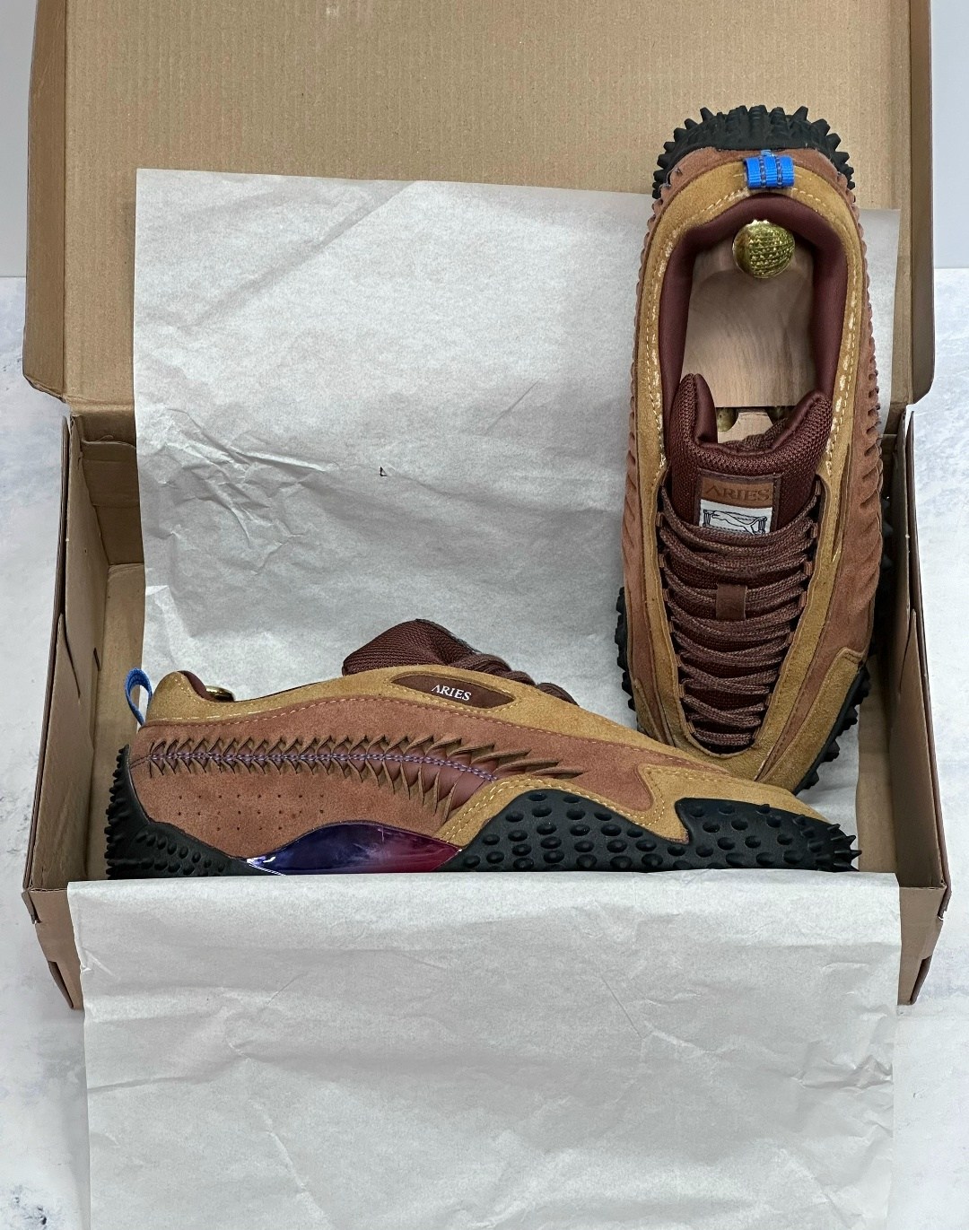 ,кроссовки puma,puma x aries mostro craft men's sneakers puma,puma mostro,мужские кроссовки puma aries x mostro из красного дерева и тика коричневые
