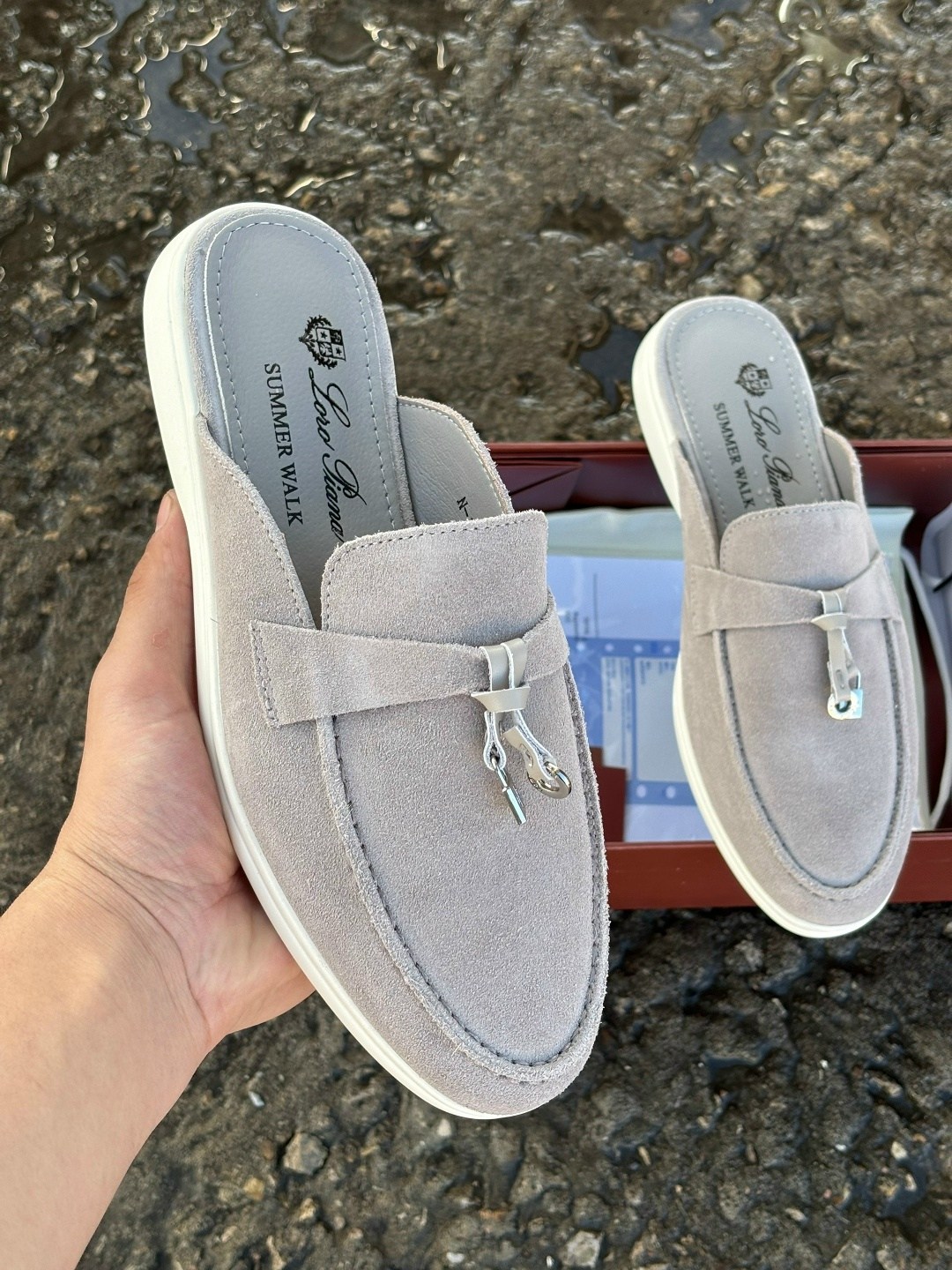 лоферы женские loro piana,женские замшевые серые лоферы loro piana open walk,loro piana мюли,лоферы женские замшевые светло-серые лоро пиано,