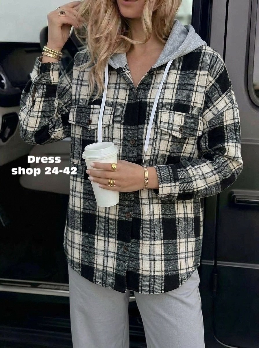 рубашка оверсайз теплая в клетку удлиненная amy store,рубашка с капюшоном,рубашка женская,рубашка в клетку,рубашка в клетку женская