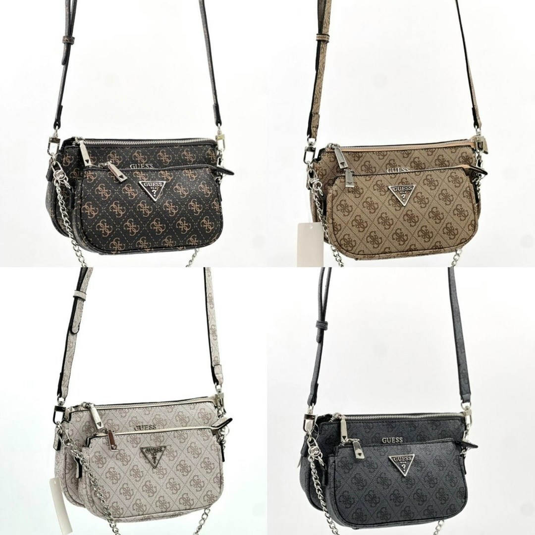 cумка guess,женская сумка guess,женская сумка guess через плечо,guess usa мини-сумка через плечо noelle,сумка через плечо guess noelle dbl pouch crossbody hwbg7879710 темно-бежевый