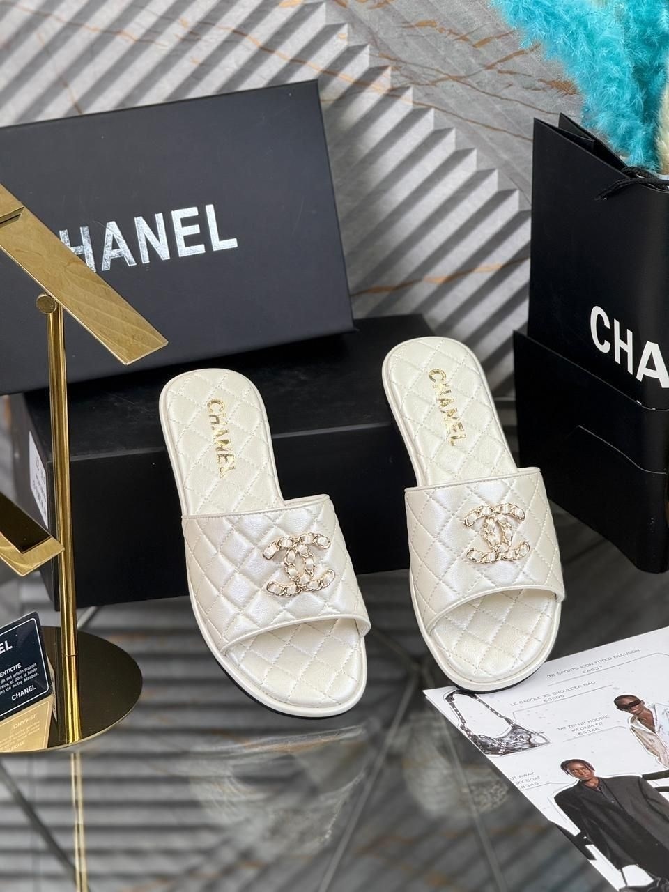 шлепки шанель,шлепанцы женские,шлепанцы chanel,,бежевые шлепки шанель