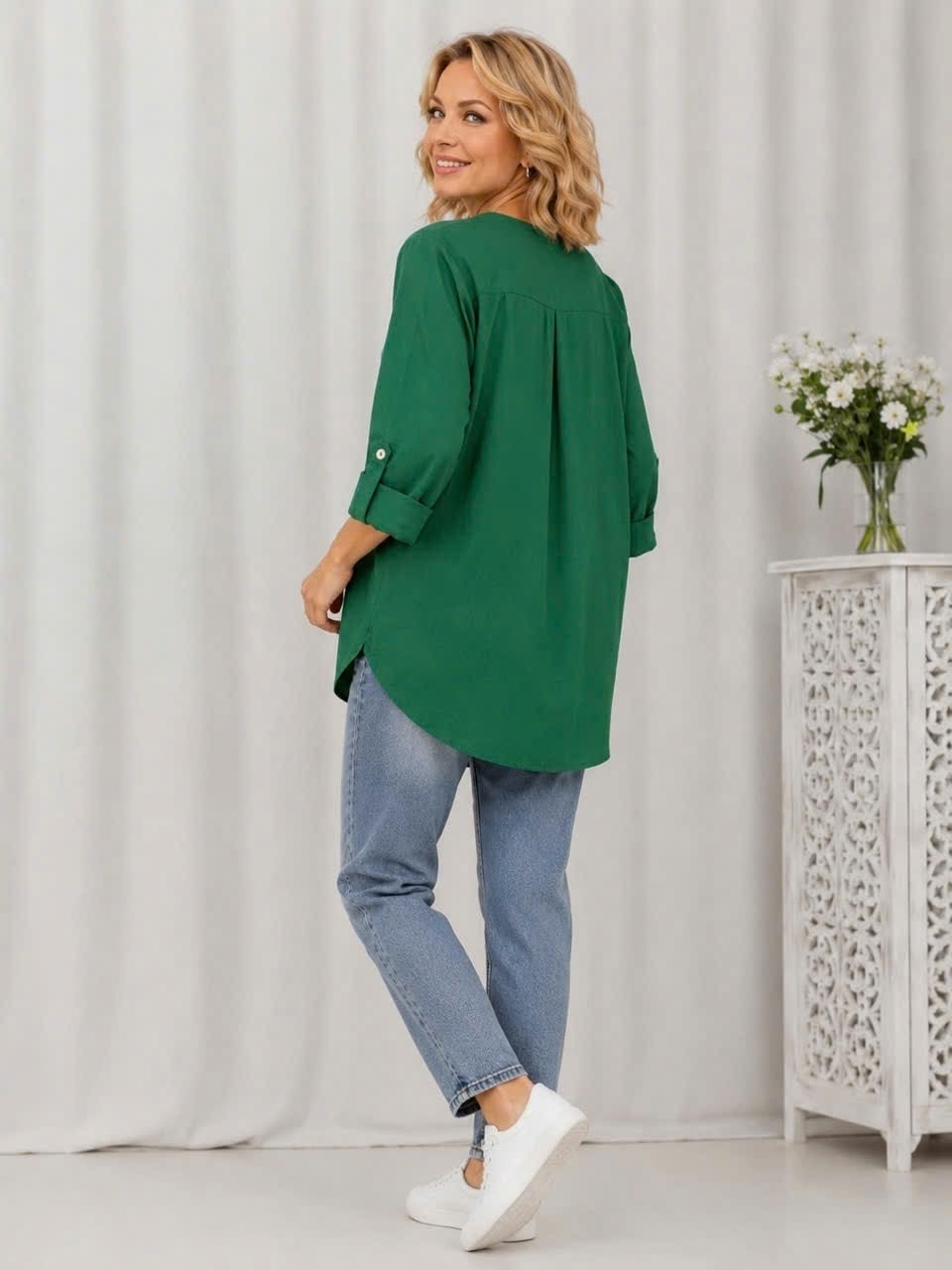 блуза abbi 4006 изумруд,блузка удлиненная,блузка abbi 4006 изумруд,рубашка зеленая,блуза