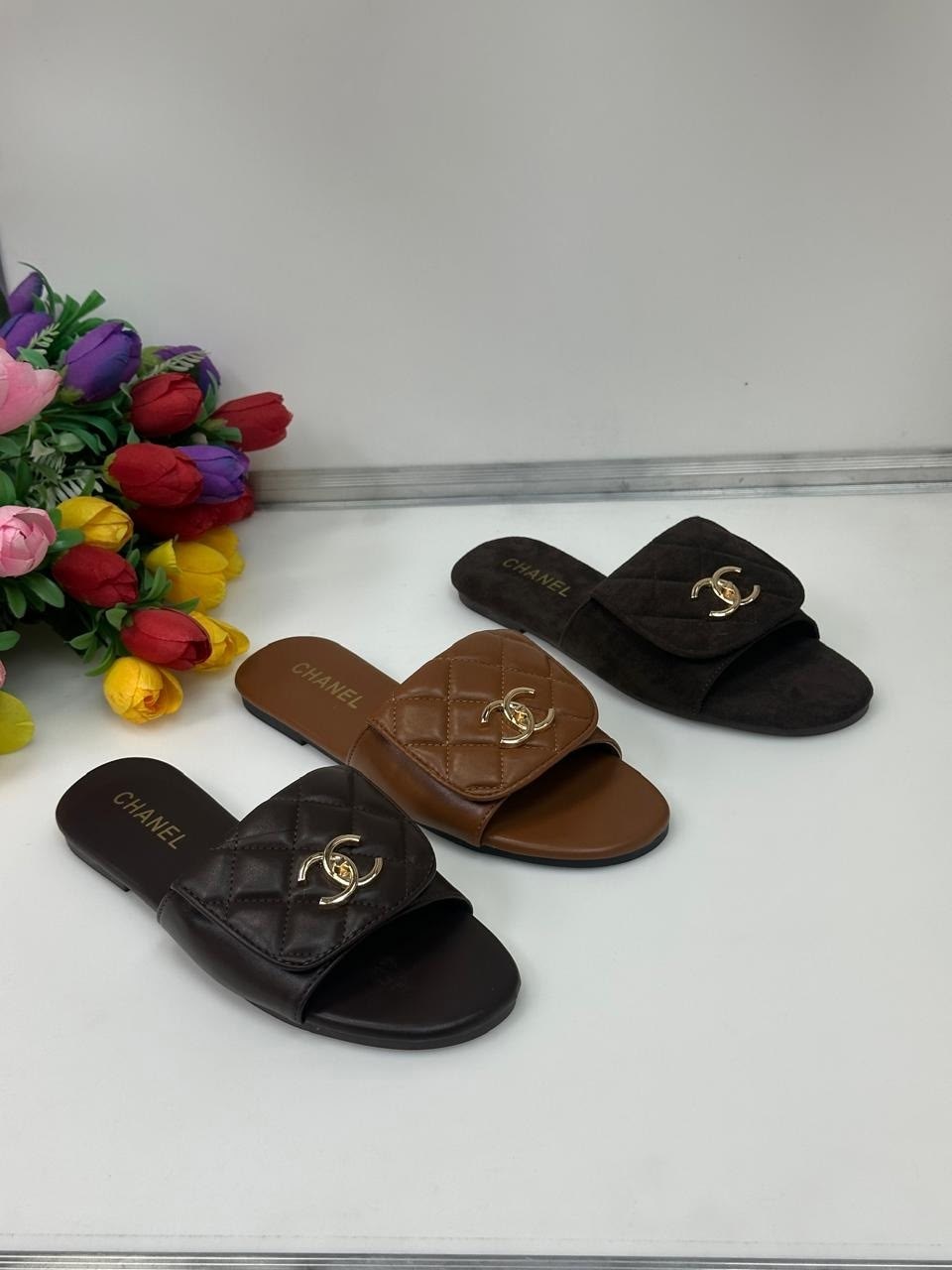 ,шлепанцы chanel,тапочки женские chanel,шлепки шанель,женские шлепанцы
