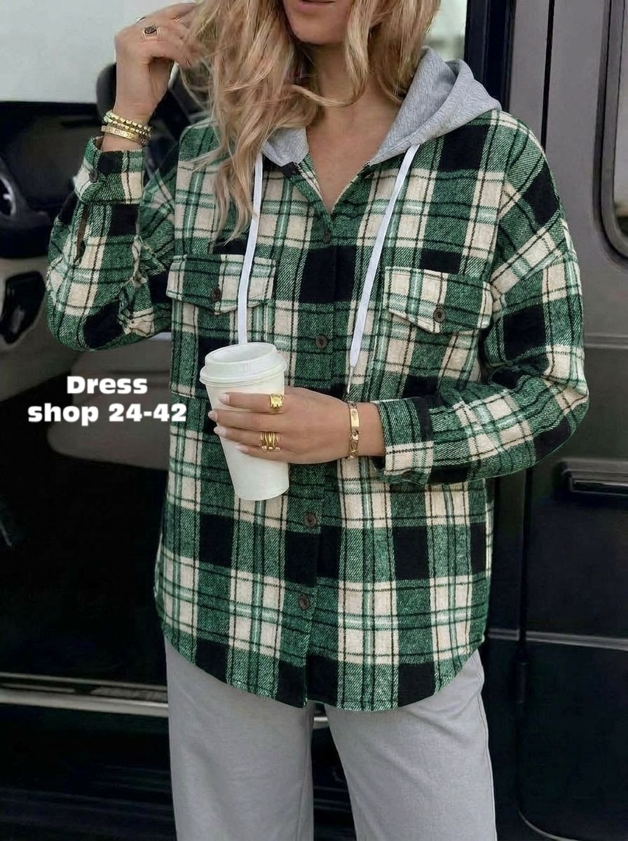 рубашка оверсайз теплая в клетку удлиненная amy store,рубашка с капюшоном,рубашка женская,рубашка в клетку,рубашка в клетку женская