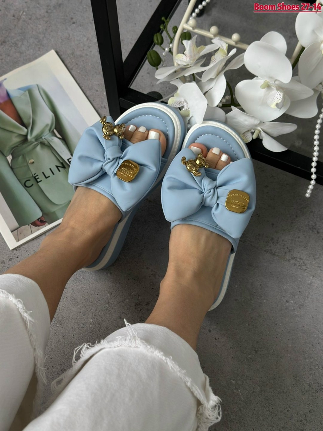 шлепанцы женские,,шлепки женские,шлепанцы с бантами,модные шлепки