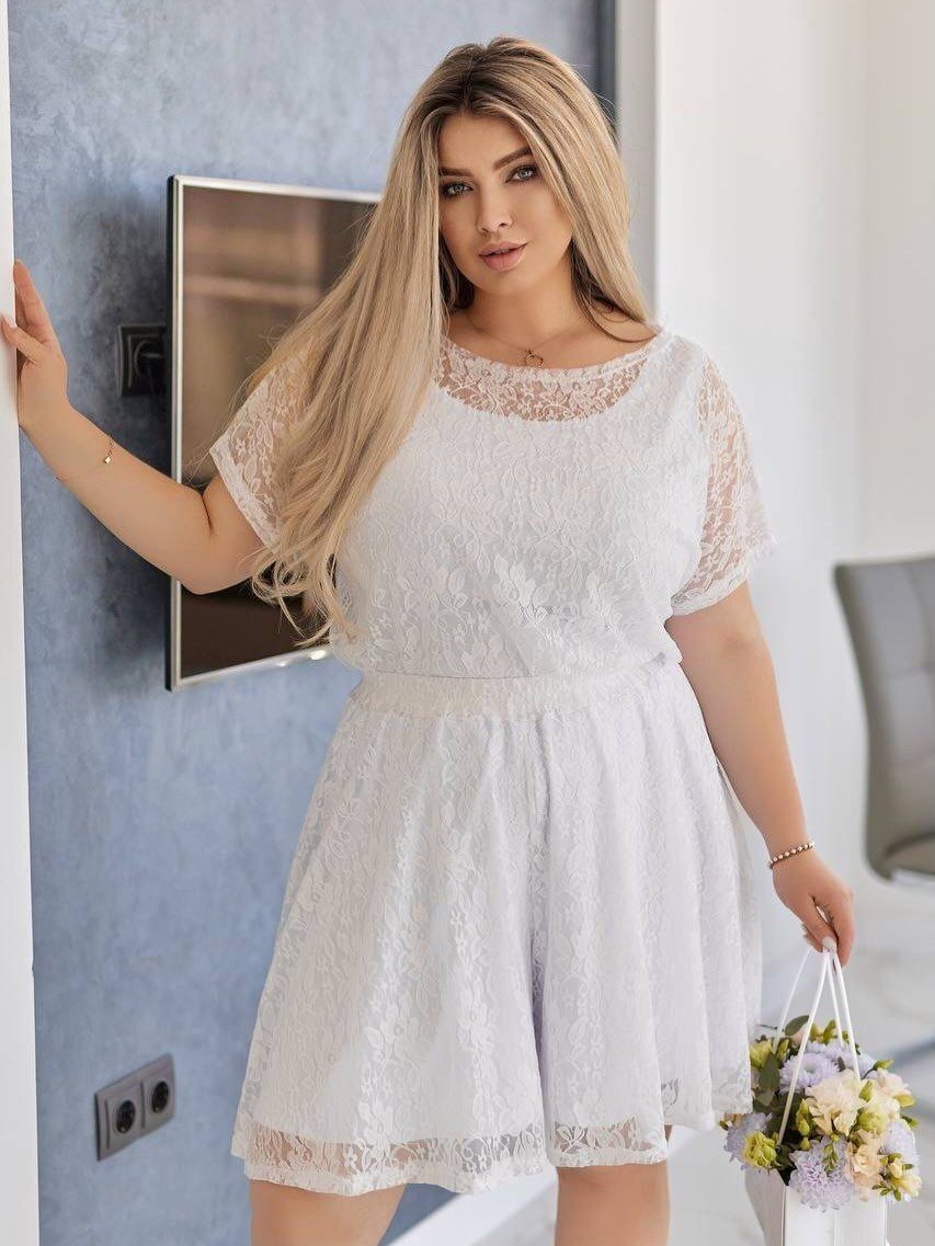 одежда для полных,летние костюмы,кружевное платье,костюм с шортам,женские комбинезоны