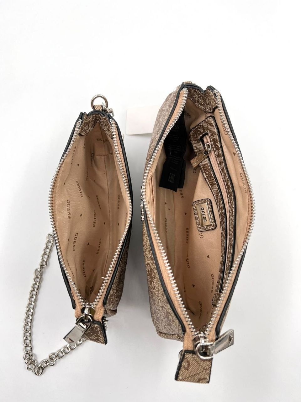 cумка guess,женская сумка guess,женская сумка guess через плечо,guess usa мини-сумка через плечо noelle,сумка через плечо guess noelle dbl pouch crossbody hwbg7879710 темно-бежевый