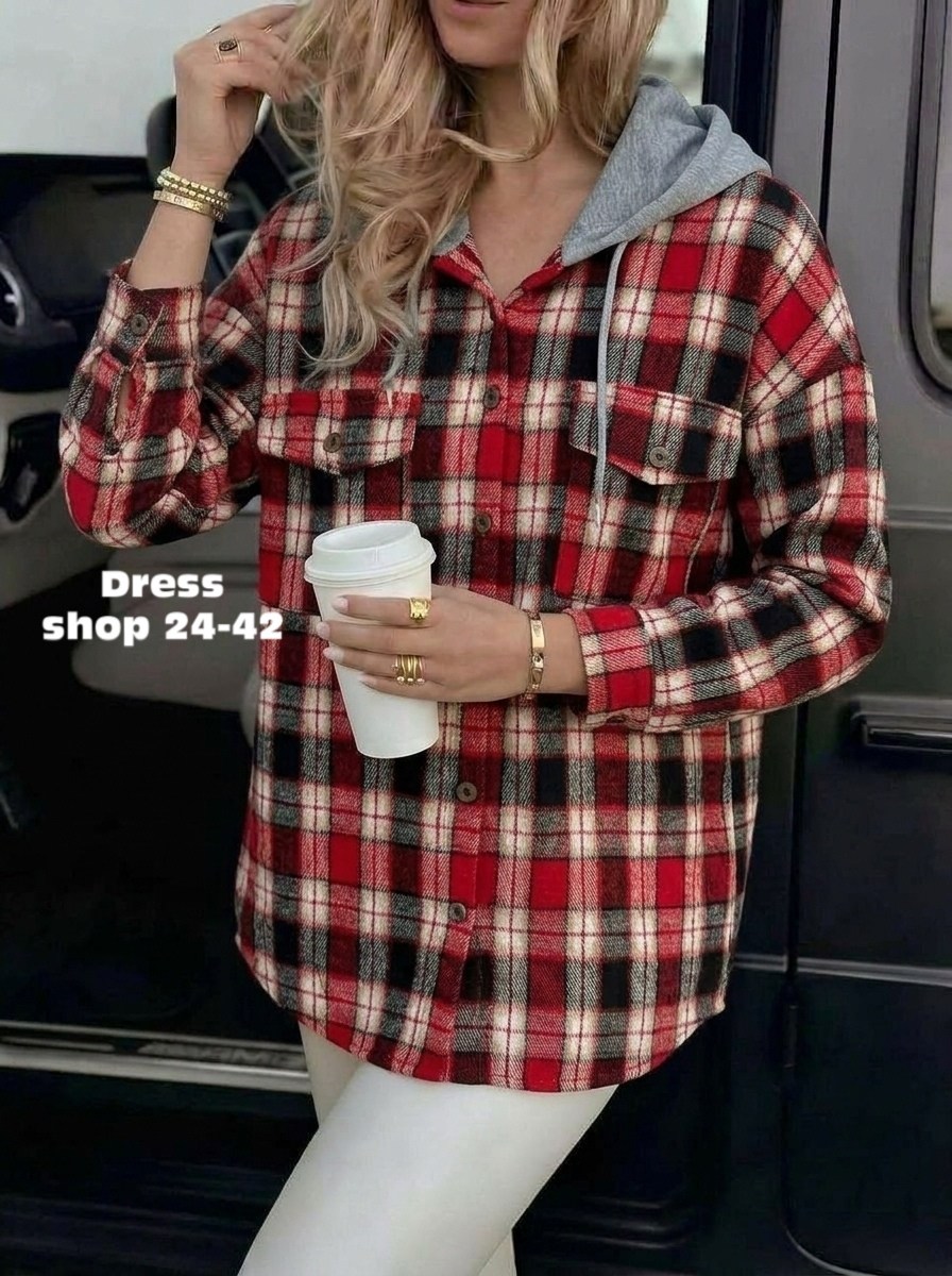 рубашка оверсайз теплая в клетку удлиненная amy store,рубашка с капюшоном,рубашка женская,рубашка в клетку,рубашка в клетку женская